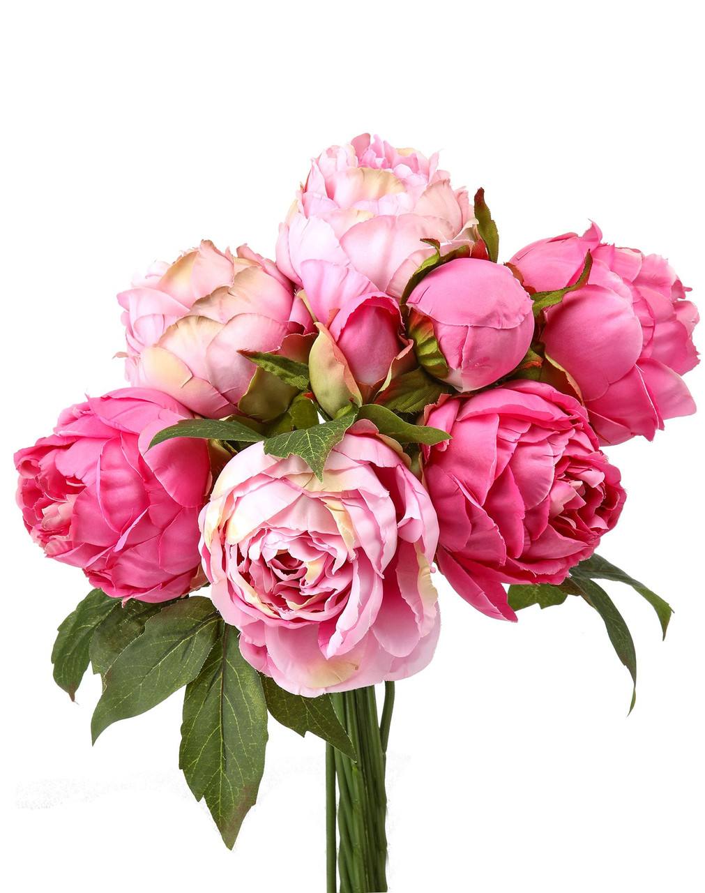 Rose Pink Artificial Peony & Buds Bundle 13"
