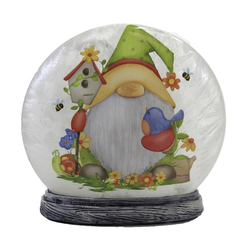 Stony Creek, Gnomes in Flower Pot Pre Lit Orb, Round, Birds, Bees, Ladybug