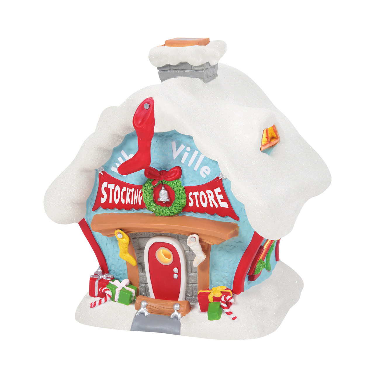 Department 56 - Dr. Seuss The Grinch Village Who-Ville Stocking Store Lit Building