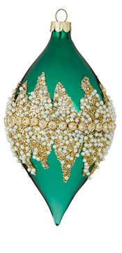 4" Teal Jewel Beaded Ornament
