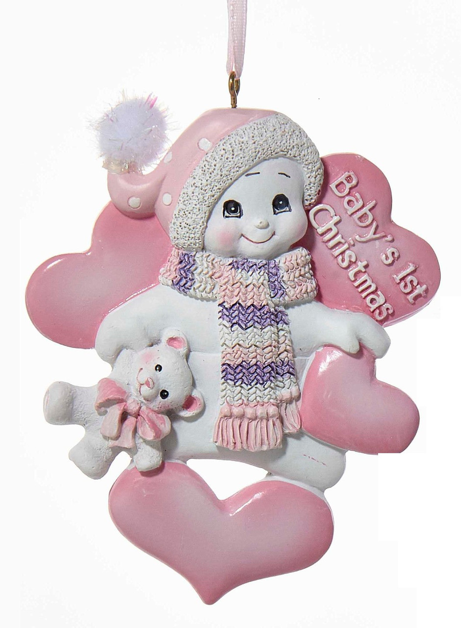Pink Baby's 1st Christmas Snowman Ornament
