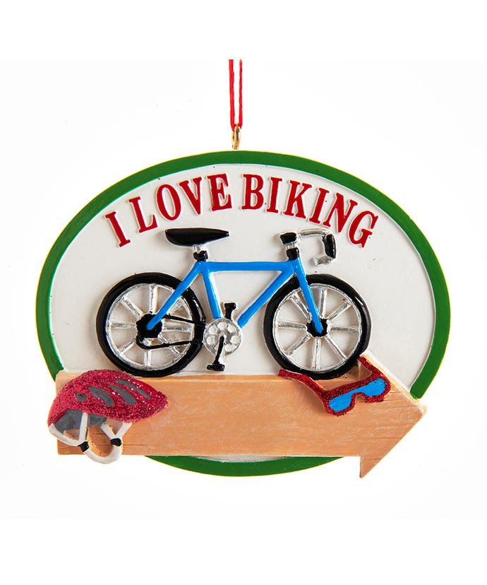 "I Love Biking" Ornament For Personalization
