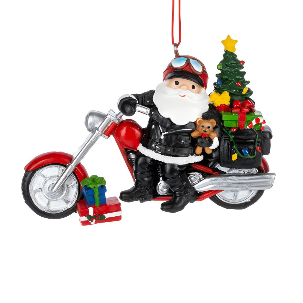 ハーレーダビッドソン サンタクロース 置物 Santa on Motorcycle Chopper Christmas Ornament