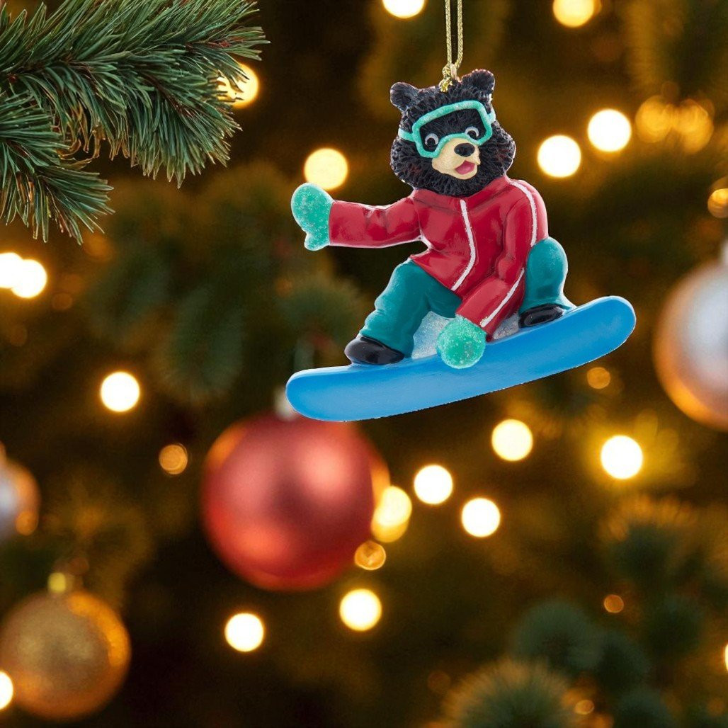 Snowboarding Bear Ornament