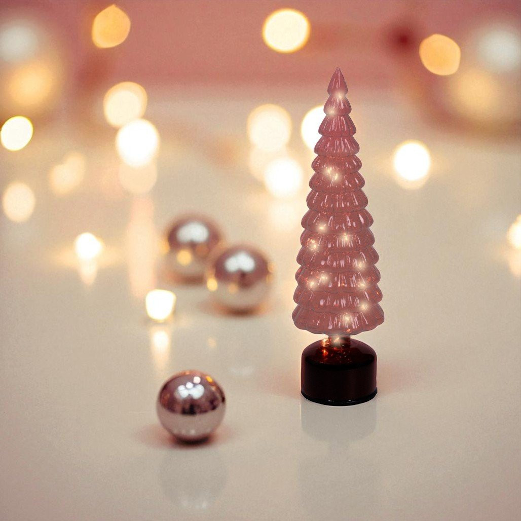 Lumineo Micro LED Rotating Red Glass Tree