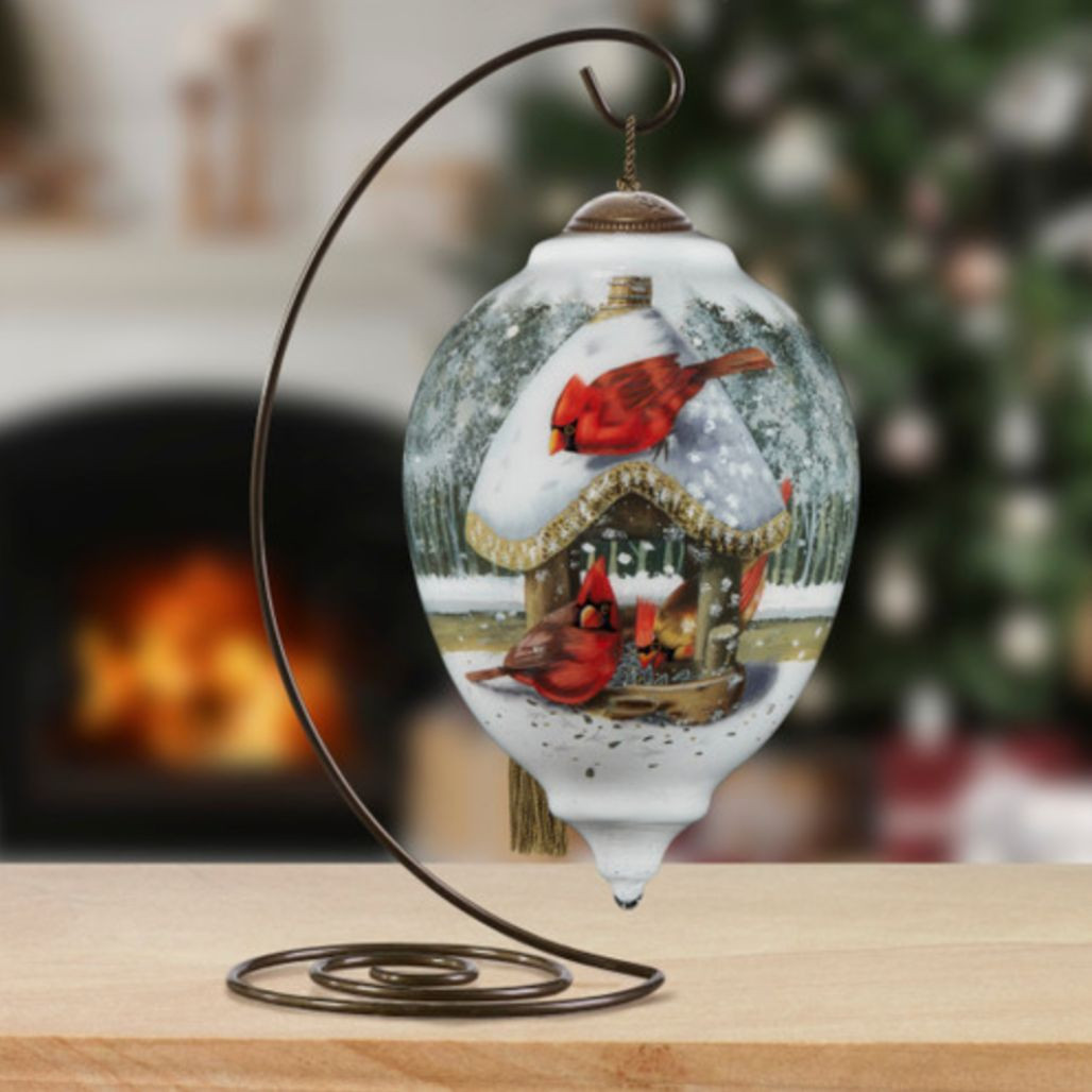 Ne'Qwa Art Cardinals on Birdfeeder Ornament | Limited Edition 6.75