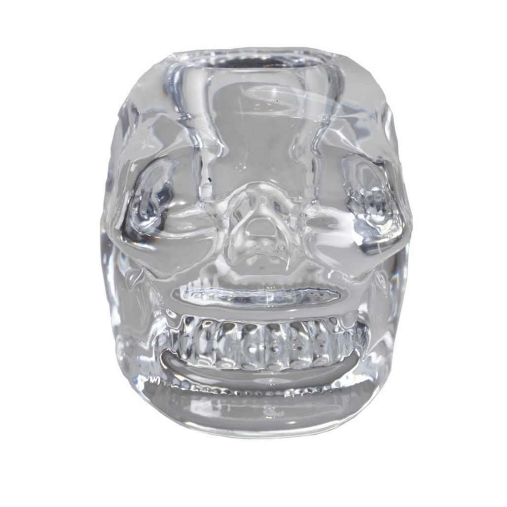 Glass Skull Taper Candle Holder | 3-Inch