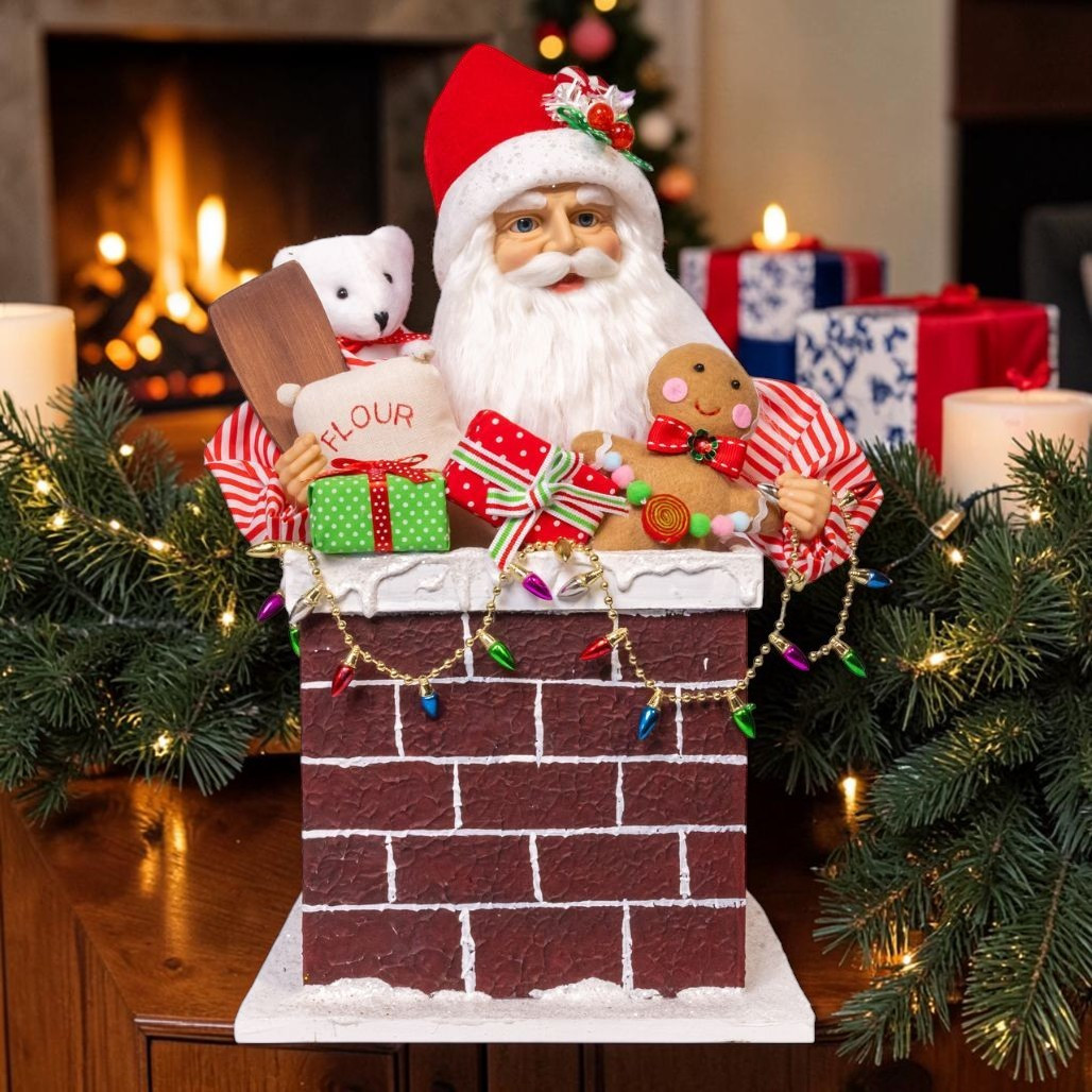 Kurt Adler Santa In Chimney Table Piece | The Christmas Loft