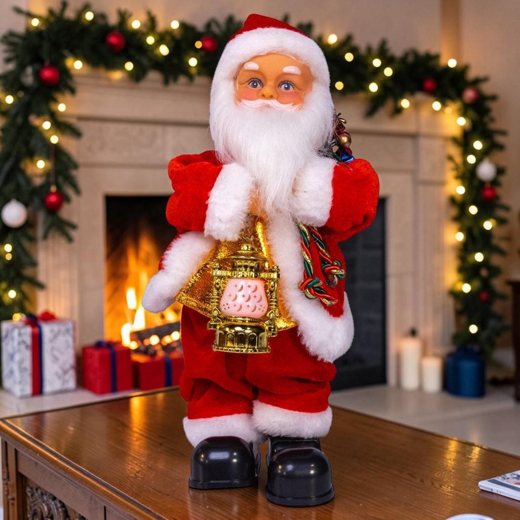 Kurt Adler Dancing Santa With Lantern Table Piece