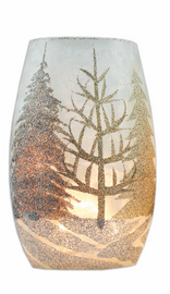 Silver Woodland Scene Lighted Glass Vase 5.5 Inch Silver Woodland Scene Lighted Glass Vase 5.5 Inch