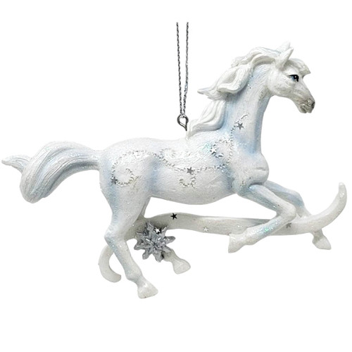 Silver And White Horse Ornament