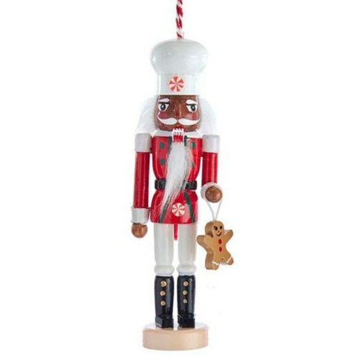 Black Chef With Gingerbread Cookie Nutcracker Ornament