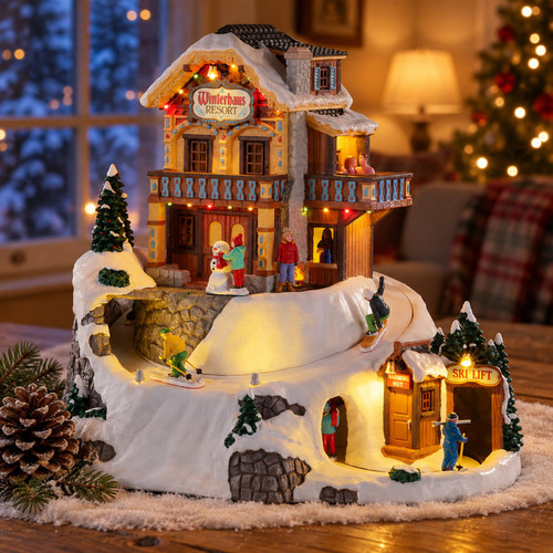 Lemax Winterhaus Resort – collectible Christmas village piece displayed in a cosy home