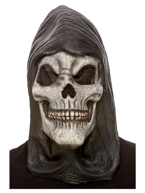 Smiffy's White Hooded Skeleton Unisex Adult Halloween Mask Costume Accessory - One Size