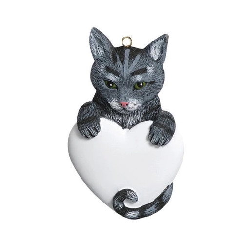 Personalized Gray Tabby Cat Ornament