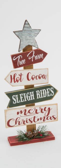 Wooden Christmas Sign With The Insignia "Merry Christmas"
