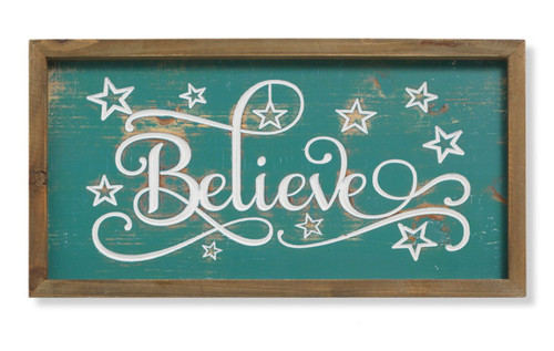 16" Wooden Wall Decor With The Insignia "Believe"
