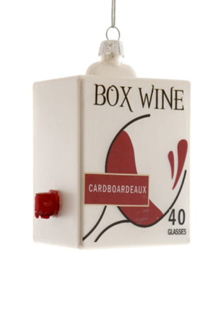 Cody Foster Cardboardeaux Boxed Wine Glass Christmas Ornament, 3 1/2 inches