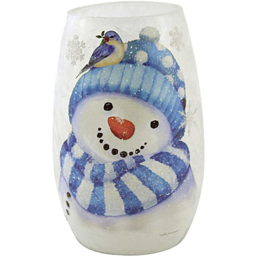 Stony Creek 6.5" Vase Shaped Decorative Light Painted With A Snowman & Bluebird