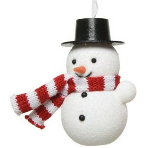 Snowman Wearing Top Hat And Scarf Ornament