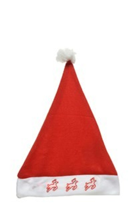 12"H x 8"W Light Up Santa Hat With Deer Engraved On The Brim
