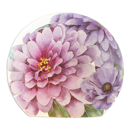 Stony Creek - Round Shaped Decorative Light - Handpainted With Purple Flowers