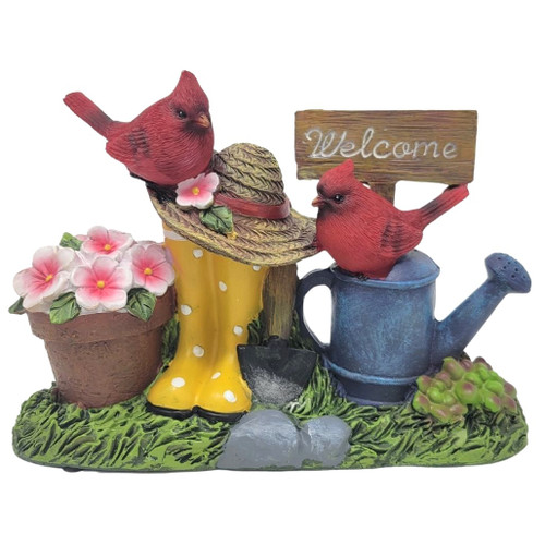 Cardinals on Garden Tools Figurine