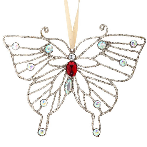 5" Metal And Jewel Butterfly Ornament
