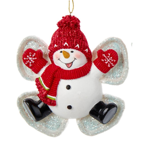 Red Snowman Angel Ornament
