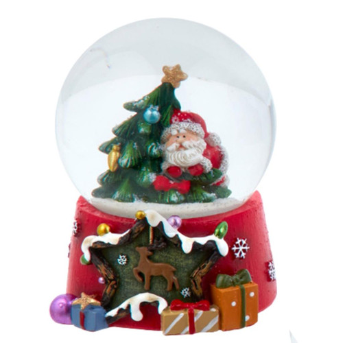 Santa Next to Christmas Tree Water Globe

