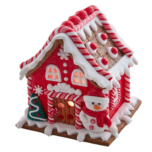 Battery Operated Red LED Gingerbread House Table Piece
