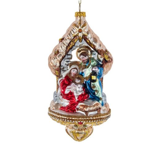 Glass Nativity Family Ornament
