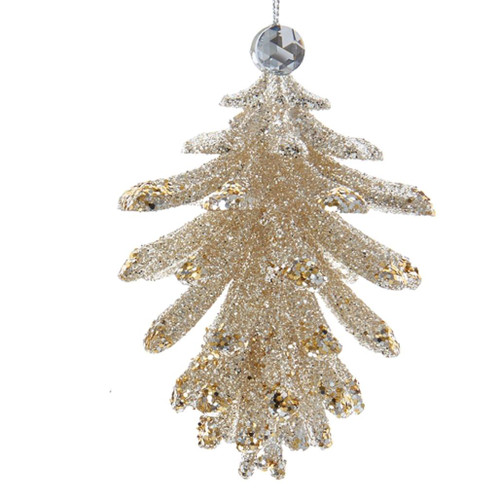 Light Gold and Silver Pinecone Ornament with A Gemstone
