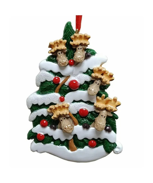 Moose Christmas Tree Family Of 5 Ornament For Personalization
