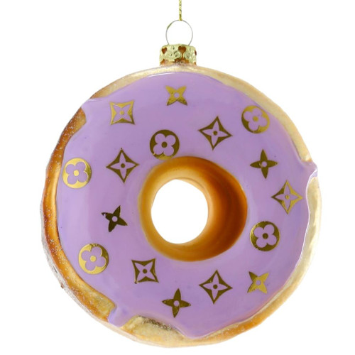 Cody Foster & Co - Purple Fashion House Donut Blown Glass Ornament
