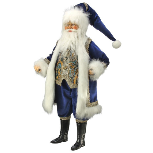 27" Sapphire & Gold Standing Santa Figurine
