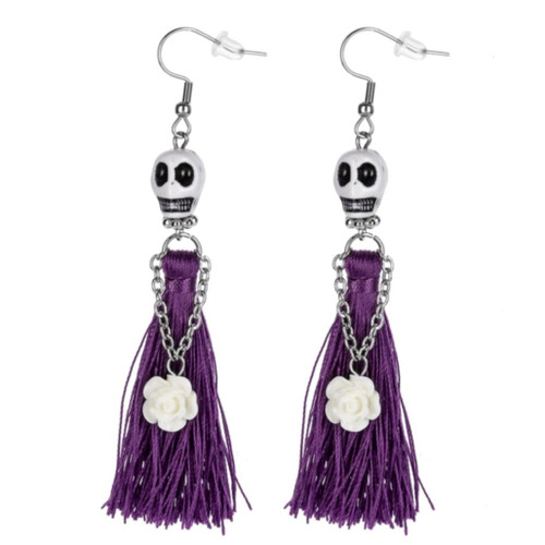 Ganz - Purple Dia de los Muertos Tassel Earring
