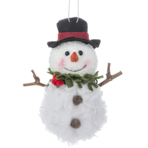 Ganz - Noel Snowman Wearing A Black Hat Ornament
