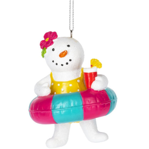 Snowwoman On Floatie Ornament