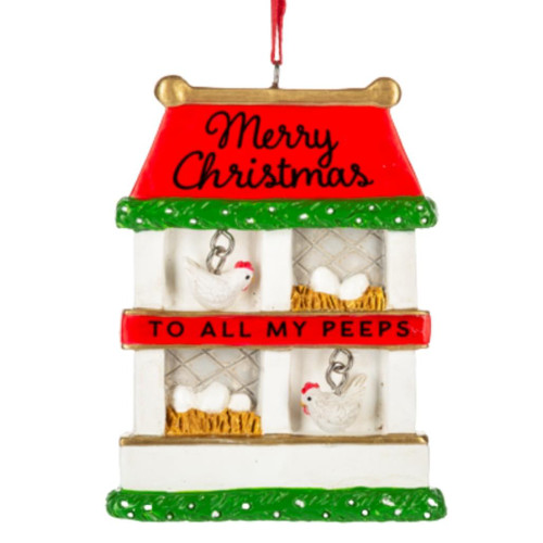 Chicken Coop Ornament - Merry Christmas
