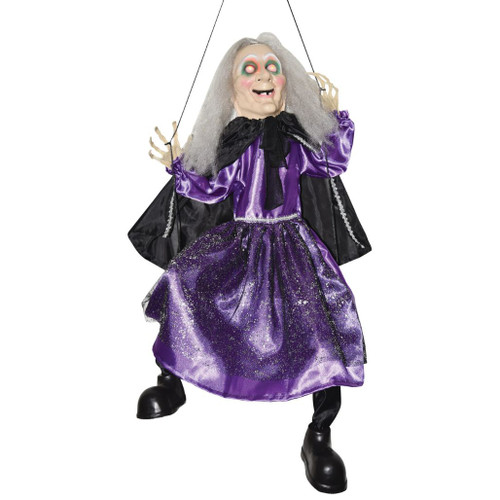 Animated Kicking Witch On Swing