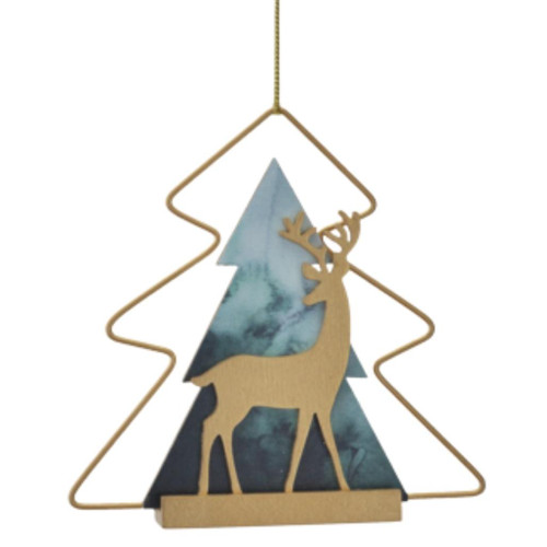 Deer with Tree Ornament - Head Up
