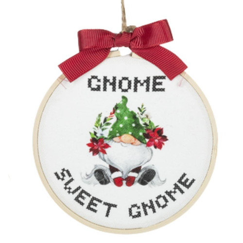 Embroidered Gnome Sweet Gnome Ornament