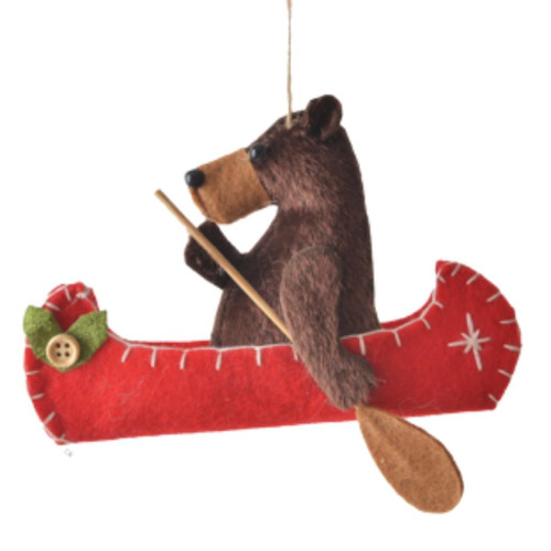 Bear in A Canoe Rowing Ornament
