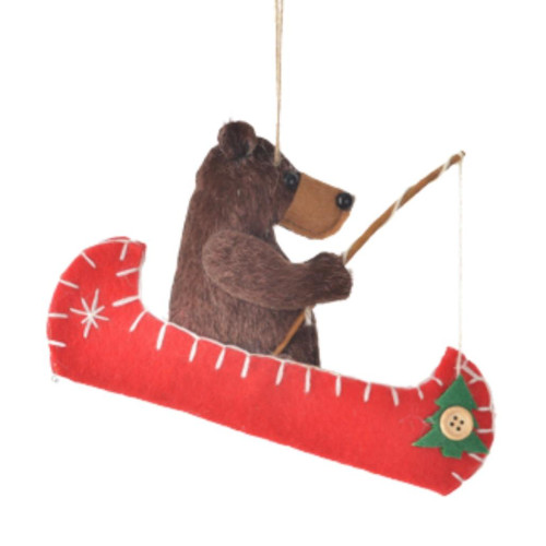 Bear in A Canoe Fishing Ornament
