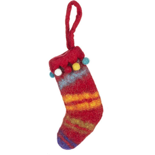 Red Top Wool Stocking Ornament
