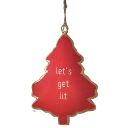 Plaid Puffy Tree w/Quote Ornament - Lets Get Lit
