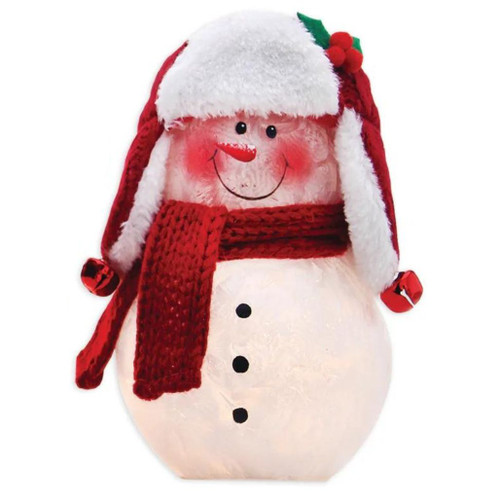 Lit Get Your Merry On Snowman With Open Eyes Lamp