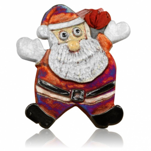 Santa Claus Holiday Ornament from Raku Pottery
