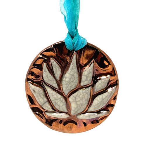 Lotus Medallions Ornaments Handcrafted from Raku Potteryworks